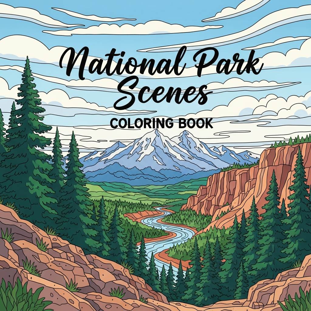 National Parks Scenes - Free Printable Coloring Book