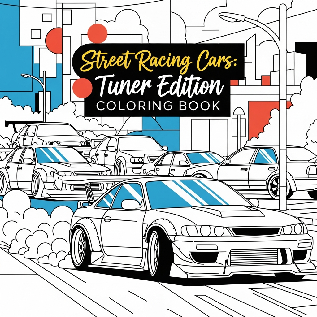 Saloon Racing Colouring In Street Racing Cars: Tuner Edition - Free Printable Coloring Book
