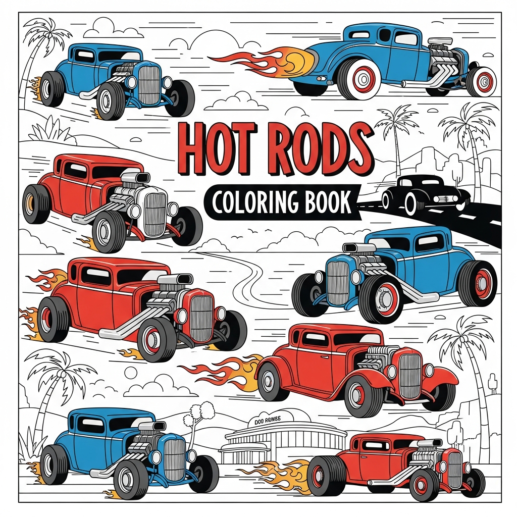 Hot Rods - Free Printable Coloring Book